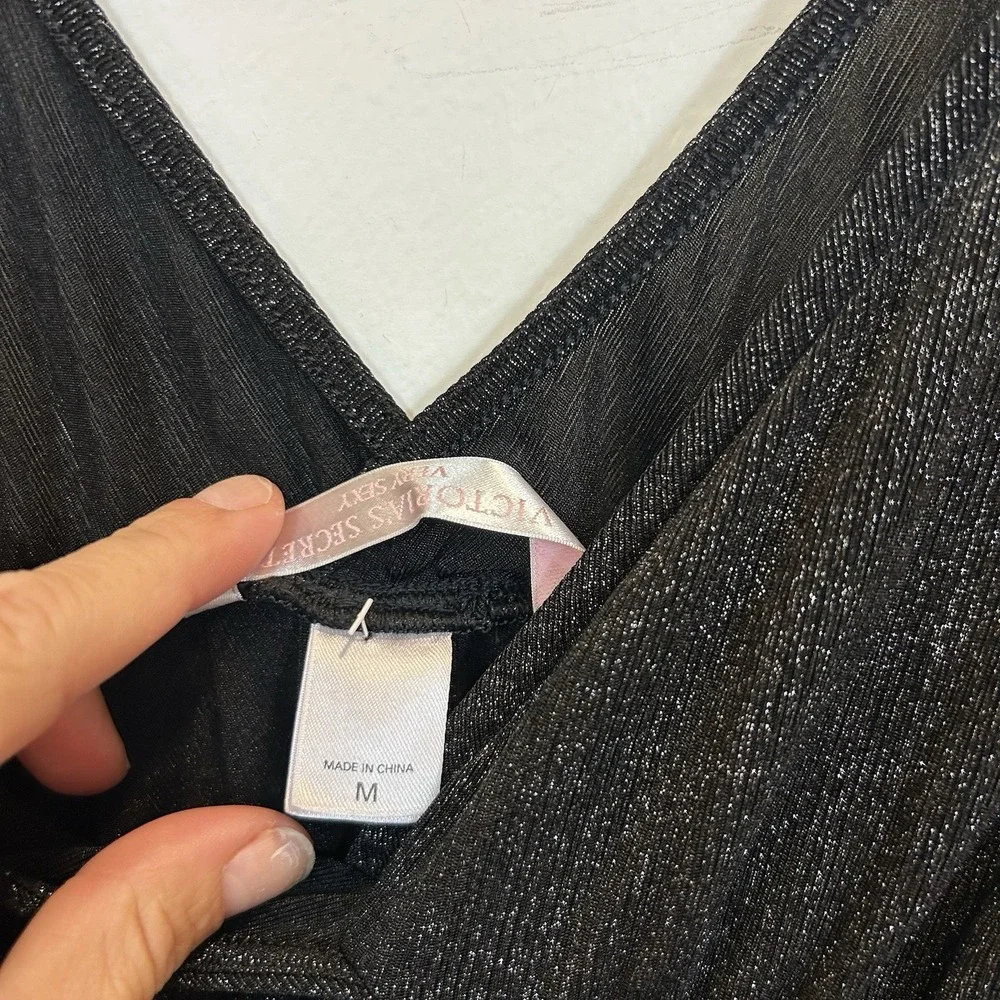 Victorias Secret Very‎ Sexy Medium Camisole Black Shimmer Sparkle Babydoll Top
